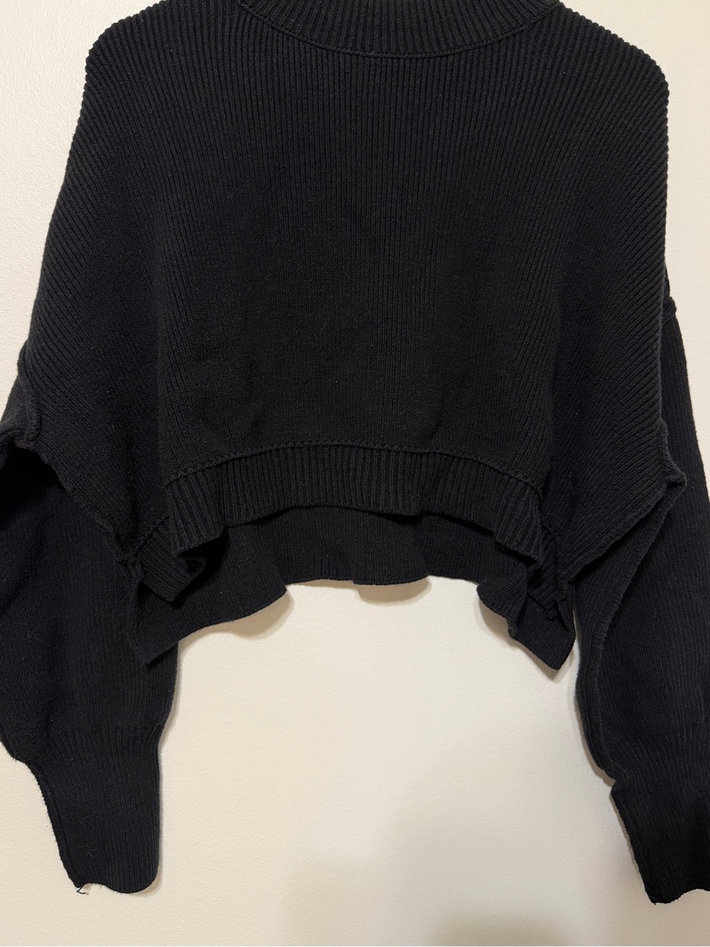 Free People Easy Street Crop Pullover Sweater Size Small Black Oversized Knit - Picture 5 of 10